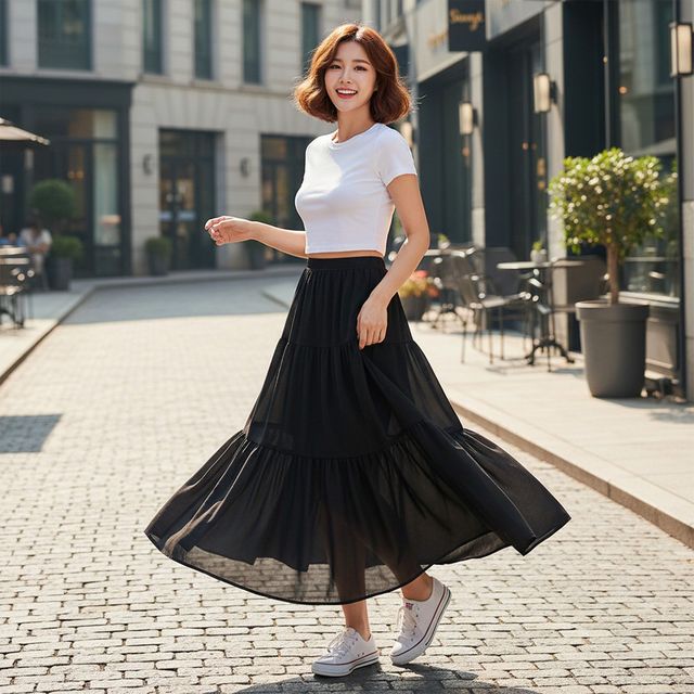 힐런시아 여름 티어드 캉캉 롱스커트 SD-260519