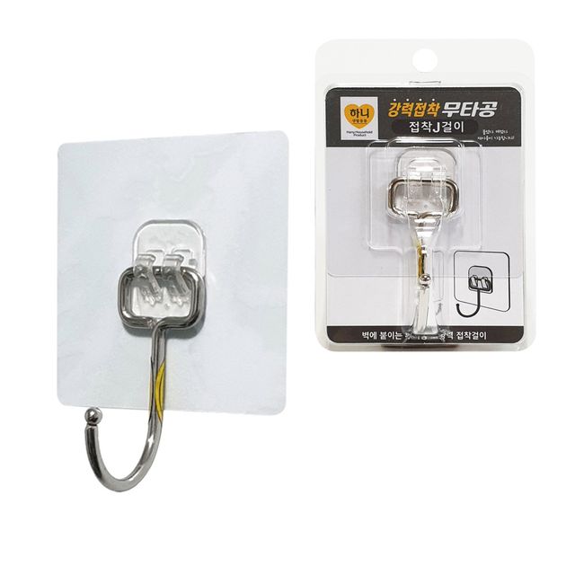 하니052 강력접착 무타공 접착 J걸이 옷걸이 소품고리