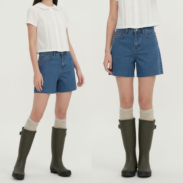 여성 A라인 하이웨스트 컷오프 데님 반바지 JEB-1007326