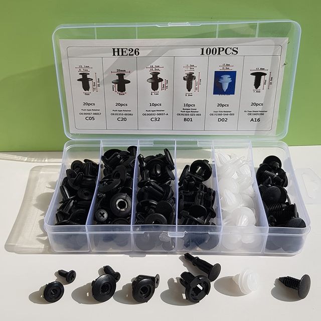 차량용 패스너 클립 100PCS 자동차 고정핀 나사 볼트