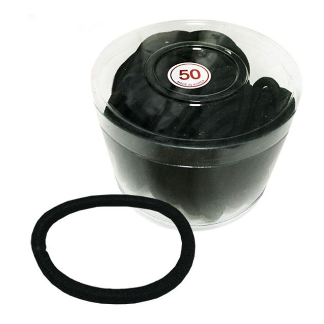 매듭없는 통통검정고무줄 50P 코사지 헤어밴드