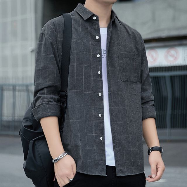 긴팔 체크셔츠 남성 간절기 남방 캠퍼스룩 남친룩