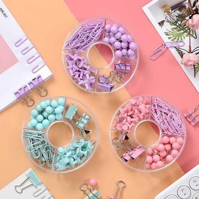 키밍 사무용 클립 압정 문구세트 4종 사무실 필수품