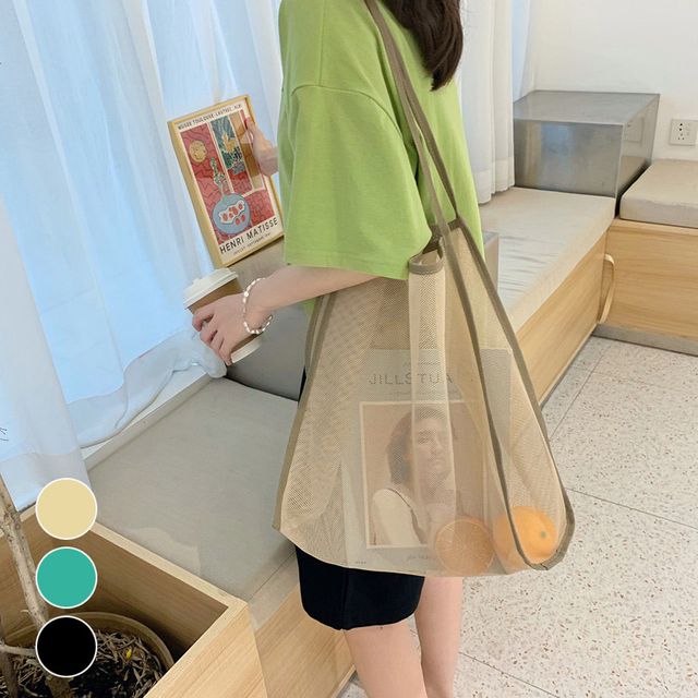 메쉬 심플 숄더백 ELG-197