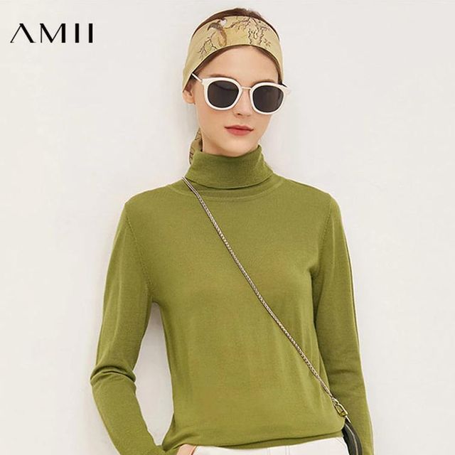 [해외] Amii-미니멀리즘 캐시미어 스웨터 여성 패션 터틀넥