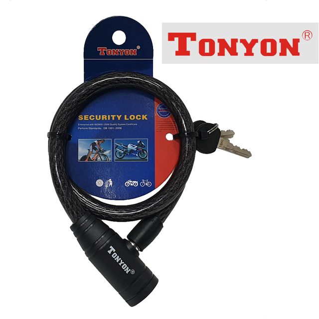 톤욘407 자전거자물쇠 와이어락 12x650mm소