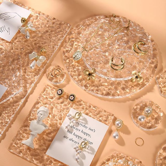 악세사리 촬영용 배경 아크릴판 투명트레이 원형 15cm