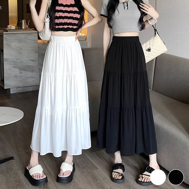 주름 A라인 허리밴딩 스커트 URD-324
