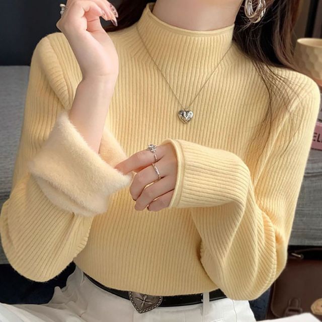 반폴라 무지 슬림핏 골지 기모티셔츠 NF-1005347