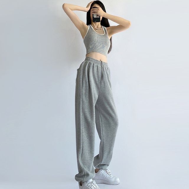 투웨이 와이드 밴딩 스트링 팬츠 밑단조절 허리밴딩