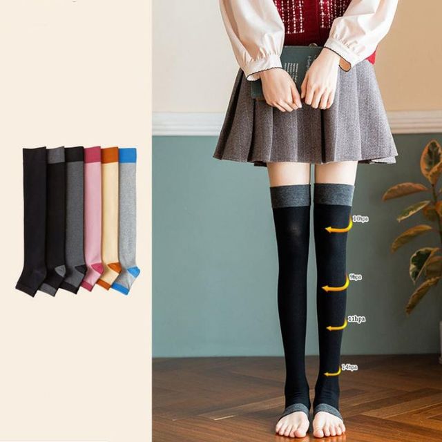 키밍 압박 스타킹 오버 니삭스 반스타킹 편안한 수면용 코디