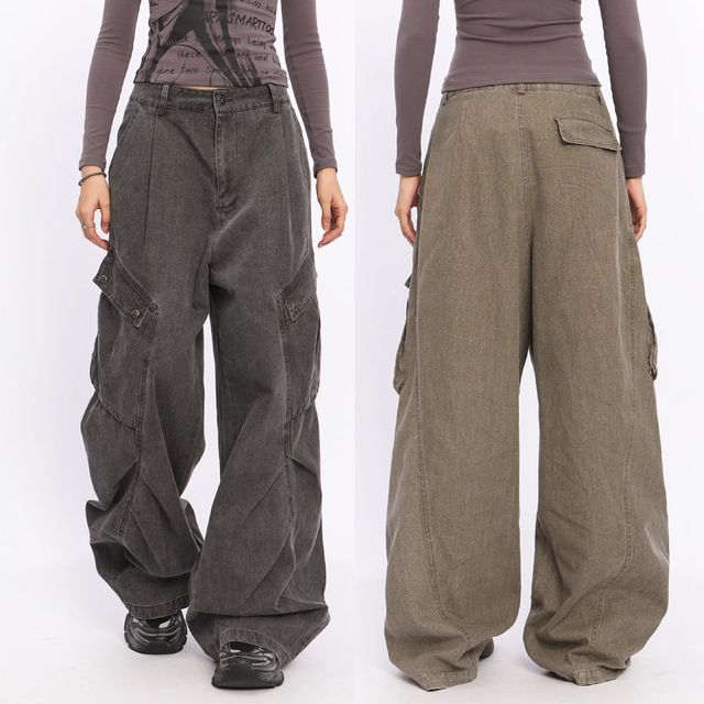 브릭든 앞셔링 오버 와이드 카고팬츠 SD-250502