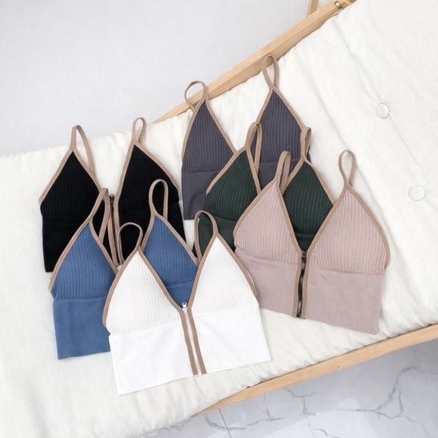 심리스 딥브이 집업 브라렛 캡내장 브라탑 SL-1007448