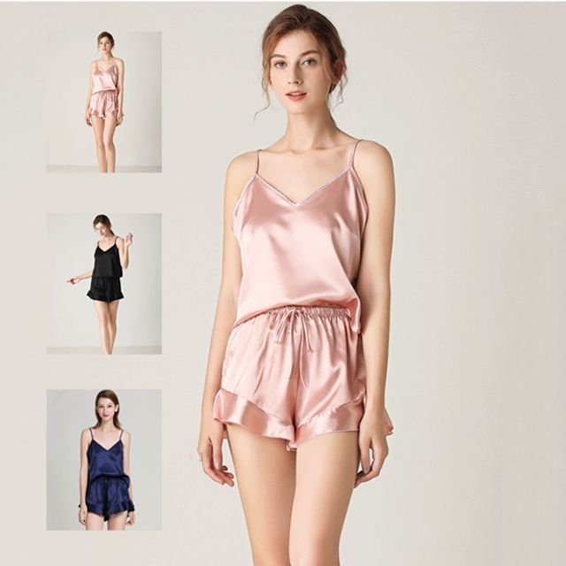 키밍 여성 여름 민소매 파자마 반바지 세트 편안한 홈웨어