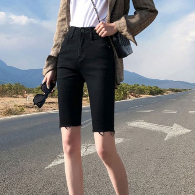 데일리핏 블랙 하이웨스트 반바지 JSC-d0148