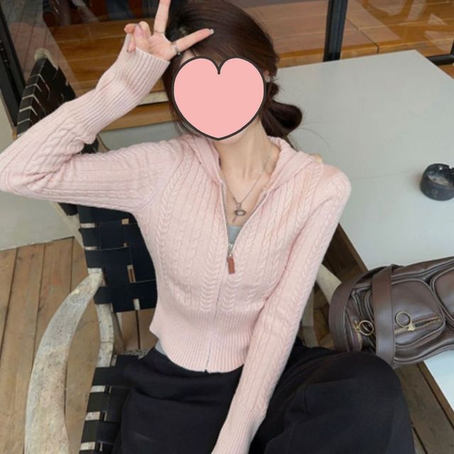 케이블 패턴 후드 니트 집업 가디건 JSC-1004972