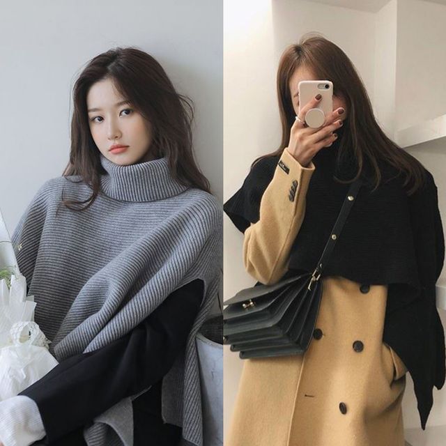 여성 니트 케이프 따뜻한 머플러 빅사이즈 언발 숄 GB-1005090