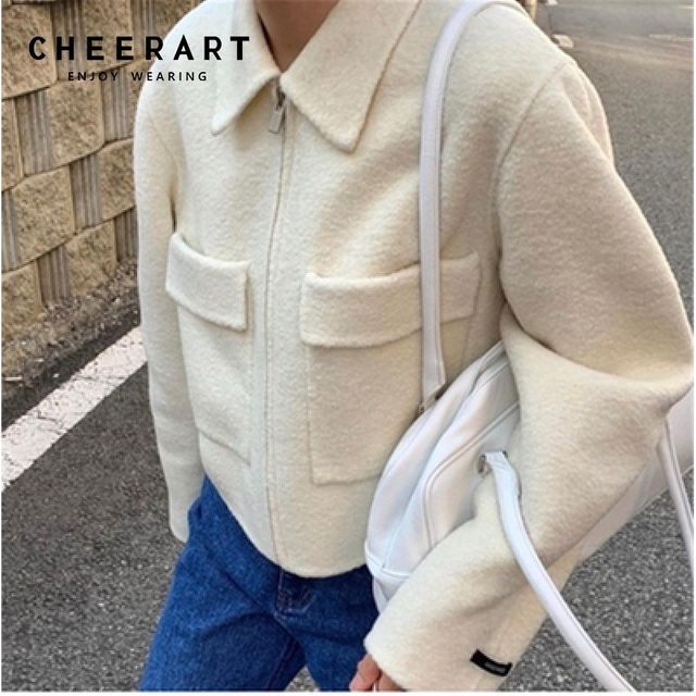 [해외] CHEERART Winter Wool Blend Coat 여성 한국어 패션