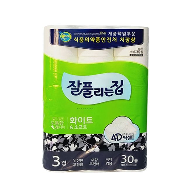 잘풀리는집 화이트 앤 소프트 30롤/ 두루마리 화장지