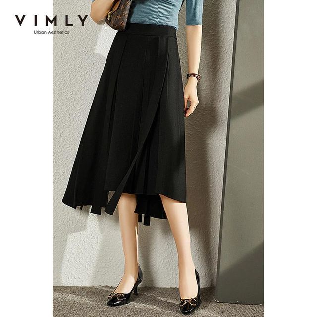 [해외] VIMLY-여성을 위한 가을 블랙 스커트 패션 불규칙한