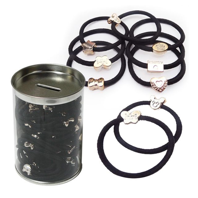 골드메달 헤어밴드 검정60P 깡통악세서리 고무줄