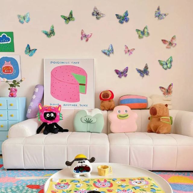 장식용 나비 스티커 3종 x 10p 세트 벽 인테리어 데코스티커