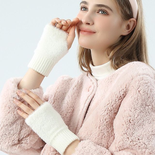 3컬러 타이핑 보온 털장갑 OSM-1006037