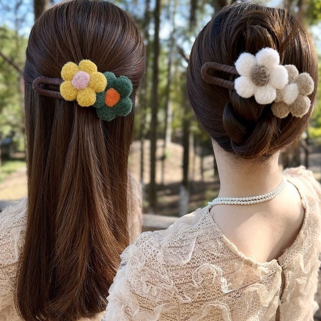 컬러풀 플라워 포인트 헤어 집게핀 URK-272