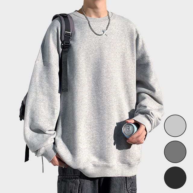 기본핏 무지 맨투맨 남성 데일리 긴팔 라운드티