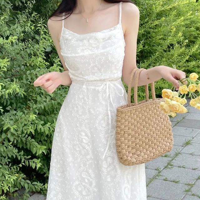 어깨끈 조절 레이스 나시 롱원피스 JSD-1007892