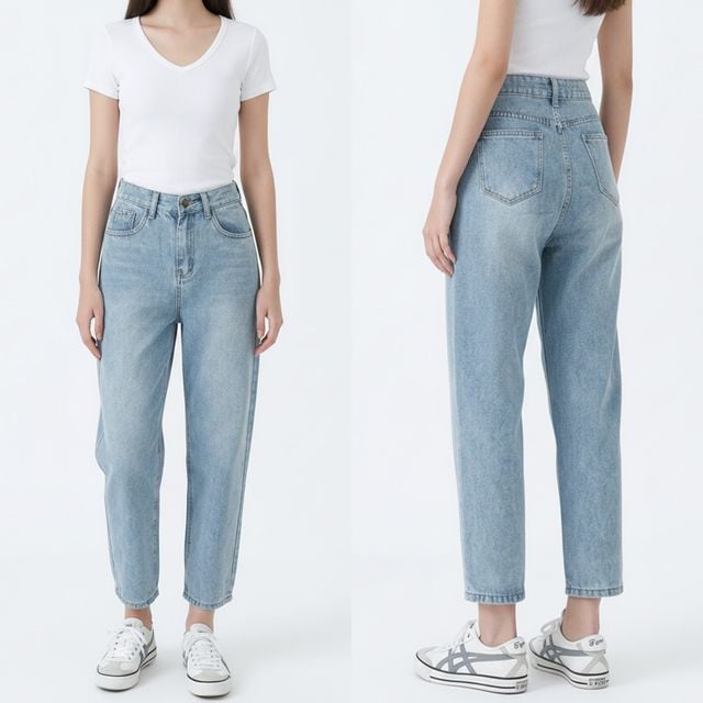 여성 라이트워싱 세미 배기핏 데님 팬츠 JEB-1007450