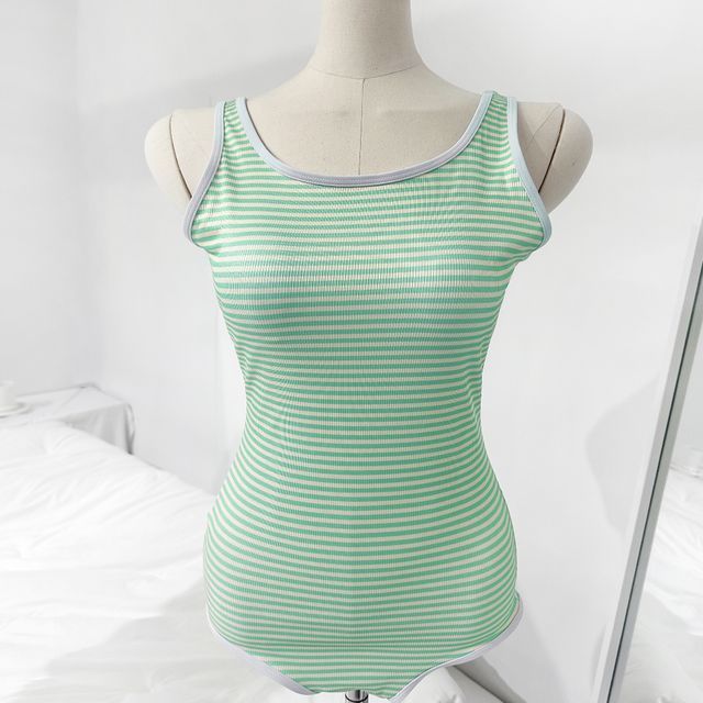 여성 스트라이프 원피스 수영복 모노키니 스윔웨어