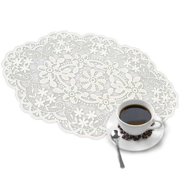 타원형 쿠치나 백색 레이스 식탁매트 테이블 소품받침