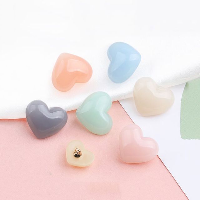 젤리 하트 단추 10p 의류 부자재 고리 손뜨개 15mm