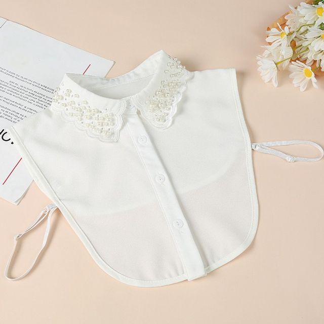 진주 장식 포인트 자수 페이크 카라 OSM-1006799