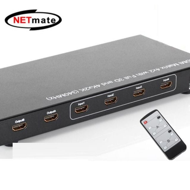 NETmate HDMI 4대2 매트릭스 분배기 리모컨 4K 지원
