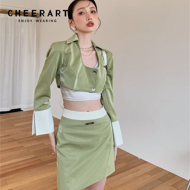 [해외] CHEERART 여성을위한 편광 된 녹색 자른 자 켓 2021
