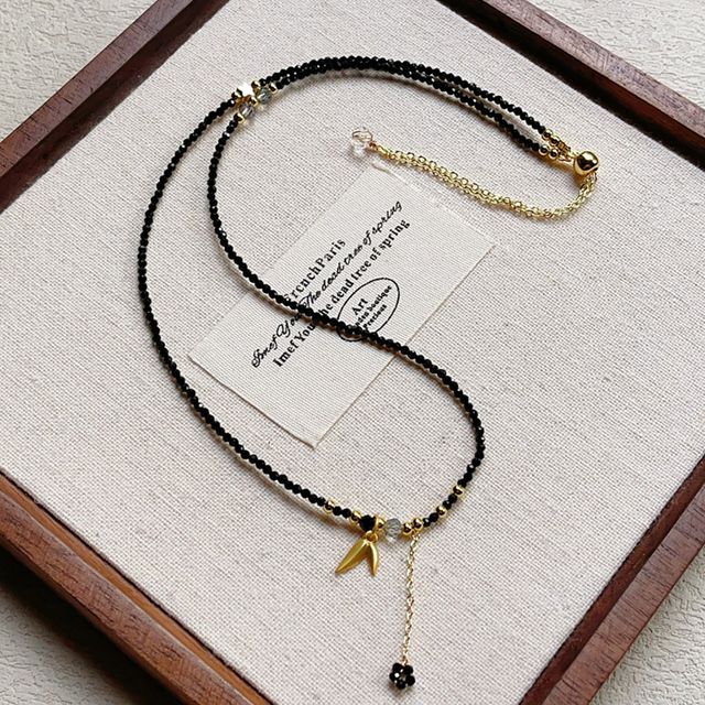 블랙비즈 목걸이 골드 참 포인트 액세서리 GB-1004903