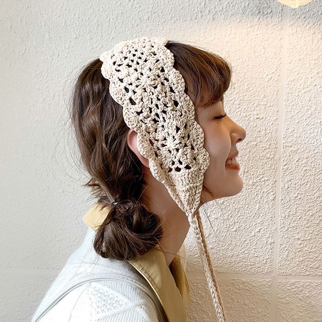 여성 에스닉 뜨개 헤어밴드 귀엽고 여성스런 스타일링
