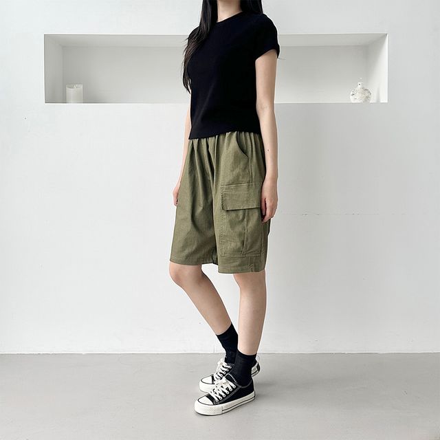 포딧 트윌워싱 벌룬 카고 반바지 버뮤다 SD-250638
