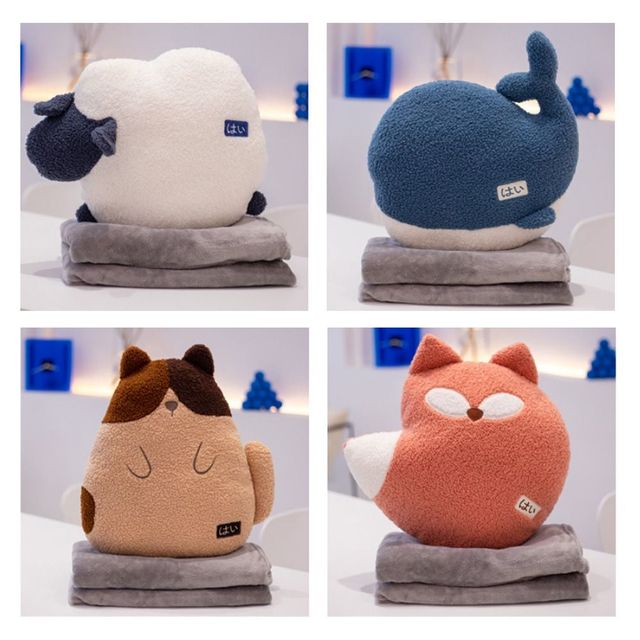 키밍 편안한 동물 캐릭터 사무실 낮잠 쿠션담요