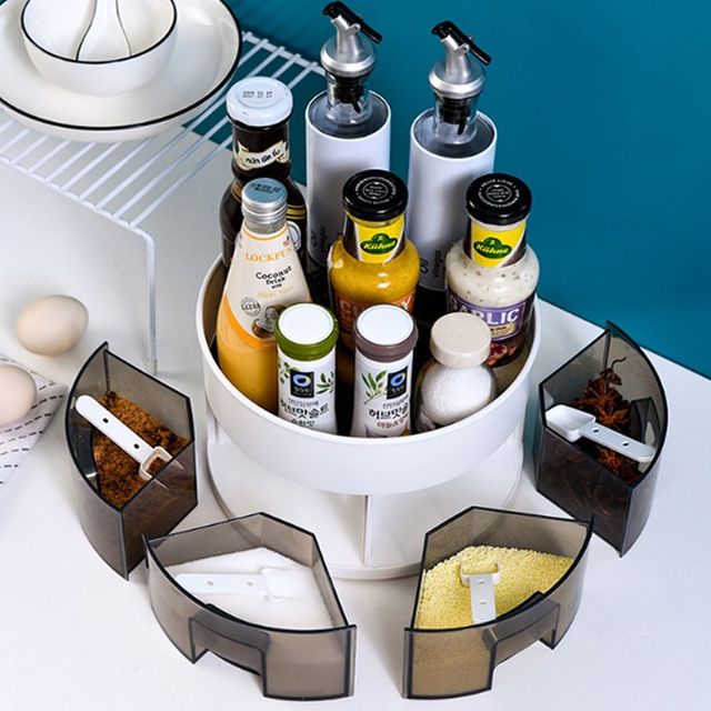 회전형 주방 정리 수납 트레이 선반