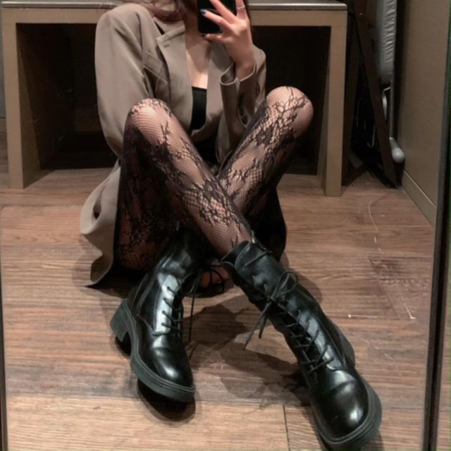 꽃덩굴 패턴 망사 스타킹 2color ROOT9445