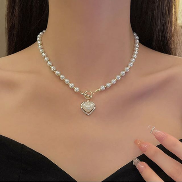 하트 팬던트 진주 목걸이 OSM-1006148