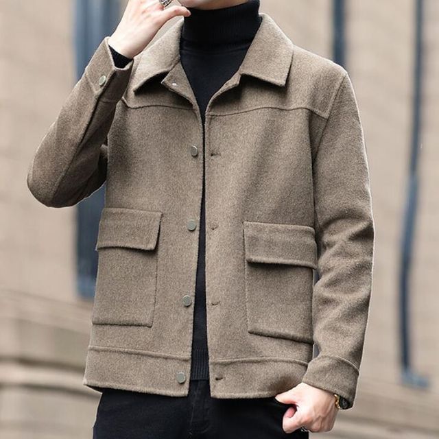 [해외] 양면모직 남성 숏코트 가을겨울 카라넥 재킷