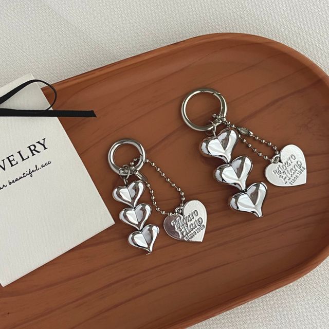 실버 하트 패션 키링 가방꾸미기 휴대폰 키홀더