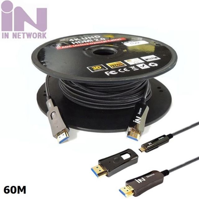 배관 설치용 하이브리드 광 AOC HDMI 2.0 케이블 60M