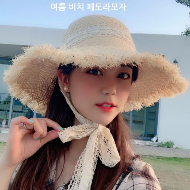 [해외] 레이스 비치 페도라모자 여름 여성 선캡