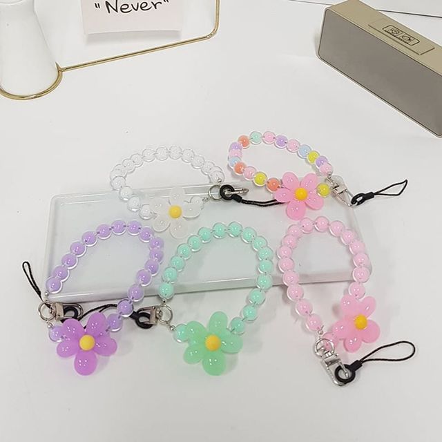 플라워 휴대폰 줄 열쇠고리 가방 장식 5개 세트