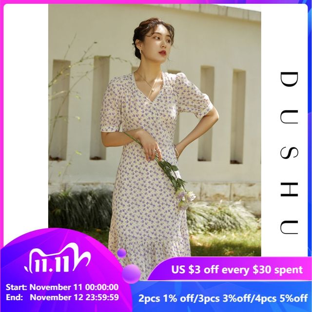 [해외] DUSHU-오피스 레이디 플로럴 드레스 여성용 신제품